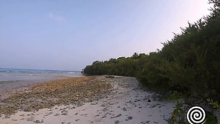 Blonde Solo Female's Nudist Walk on the Beach