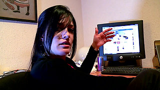 Nasty brunette sucks cock by the beach