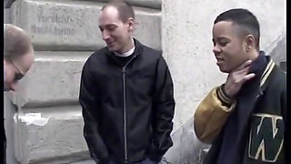 Gorgeous blonde girl gets banged by few horny dudes