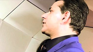 Amazing mega bitch in pantyhose gets plumbed by 2 immense