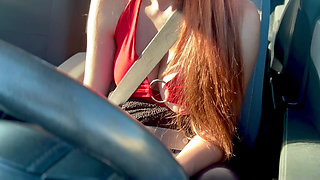 Italian Big Tits MILF Sexy Car Ride Big Tits Flashing Horny Nipples