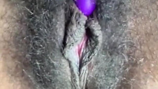 Close up Stimulating My Big Clit Hairy Pussy Creaming