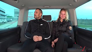 Blonde Minx Enjoys On The Van Backseat With A Rod Between Her Pink Lips With Antonio Ross