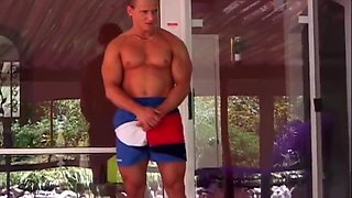 Bodybuilder In Swimming Pool - Cameron Cain And Anthony Hardwood