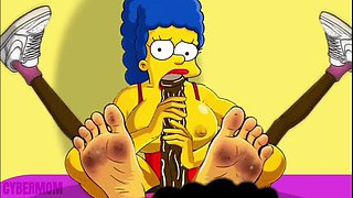 Busty Anime Housewife Cheats on Cuckold Husband - Hentai Cartoon Parody on Pink Couch