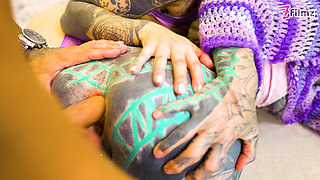 Tattooed Threesome with ATM, Ata & Big Cumshot