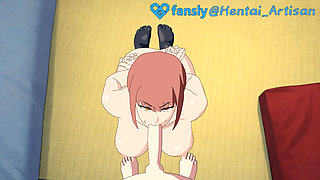 Hentai Artisan: Makima, Chainsaw Man, Black Stockings Footjob, Deepthroat Facefuck, Double Penetration, Gets Fucked Hard