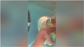 Underwater Anal Bubble Wand Toy Play With Pool Jet Hitting My Hairy Pussy, Eye Rolling Orgasms