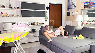 Listless Babysitter Takes a Hot Break During Work but Gets Caught