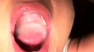 Amateur Girl Swallows Huge Load on Webcam