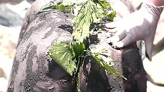 Piggy Humiliation in Mud, Playing with Nettles and Licking Our Feet Nice and Clean