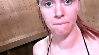 Hot POV homemade blowjob with brunette girlfriend