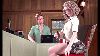 Naughty animated scene in Treasure of Nadia where a store clerk gets busy during open hours