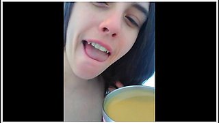 Nudist Crazy White Girl Only Fans Cam Slut Drinks Morning Coffee Lunatic