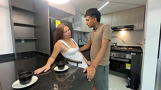 Latina Lily Pup fucks neighbor hard for coffee - big cock in her tight ass rough sex homemade