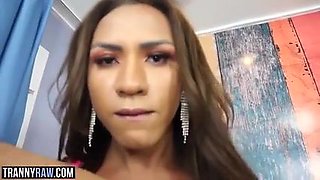 Gigantic mammories Latin she-male rails and rides BOYFRIEND with her fat spear (Victor Hugo)