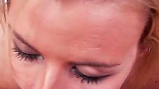 Sexy blonde milf Nicole Clitman POV deepthroat blowjob and cum swallow