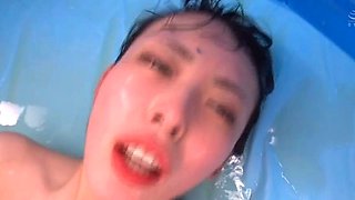 Hot asian slut gives hardcore blowjob to white stud