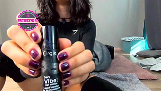 Amateur brunette devyn toys her big pussy in the office