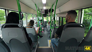 MATURE4K. Jumping on a cock in the bus