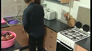 Hairy mature gets plowed in the kitchen