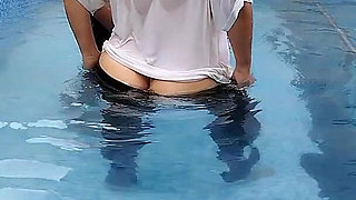 A Hot Couple's Risky Fun in the Swimming Pool.