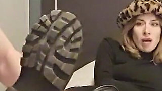 He Sniffs and Licks My Sweaty Boots, White Socks and Feet