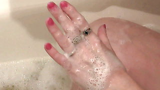 Milf. Milf site XHamster. Soapy foam on tits, pussy, legs, ass. Sexy blonde Milf takes bathroom. Big natural tits. Hairy pussy