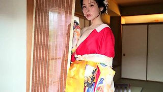 Japanese babe and a cucumber in masturbation fun