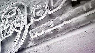 Blonde is flashing her big boobs in the outdoors