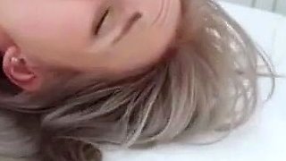 Busty teenager gives her bf a deep blowjob