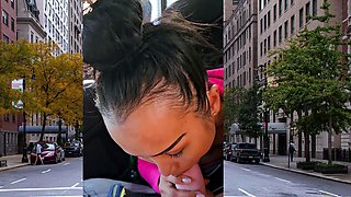 Thai MILF big cock car blowjob in public