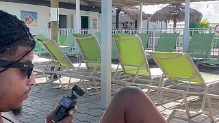 Amateur fuck in front of a crowd with my booty ebony gf