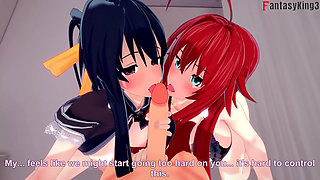 Akeno Joins a Threesome with Rias Gremory - Dxd Ntr Madness Series