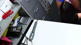 Young shoplifter gets to blow and spunk in mouth during