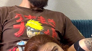 Redhead Roommate Sucks Quietly on Her Lap and Gets Thick Cum on Her Face