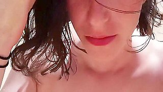 Cute Brunette With Tiny Tits Fucks A Long Rod On The Beach