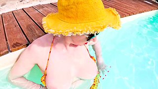 Red's blow and go outside in the pool