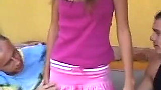 Skinny Teen Fucked Like a Bitch in a Foursome