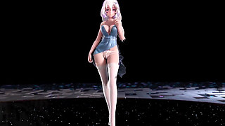 mmd Chocolate Cream Lingerie Dress White Stockings High Heels Striptease