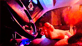 My Neighbors Hot Redhead Wife Sneaks Out to My Truck Again for Some Awesome Foot Job Action.