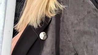 Seductive blonde MILF flaunts fabulous big natural breasts