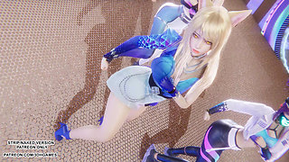 MMD KPop Demon Hunters - HUNTRX - Golden Ahri Akali Kaisa Sexy Kpop Dance League of Legends Hentai Uncensored 4K 60FPS